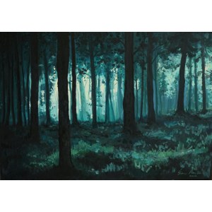 Aneta SLIWA (b. 1990), Forest by night, 2022