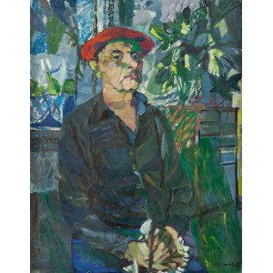 Juliusz Joniak (1925 Lemberg - 2021 Krakau), Selbstbildnis im roten Barett, 1985