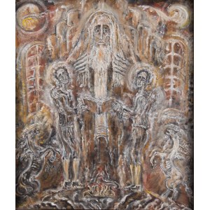 Zdzislaw Lachur (1920 Zagórze - 2007 Warsaw), Rabbi with Children, 1997