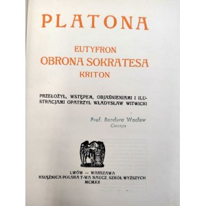 Pisma Platona - Eutyfron, Obrona Sokratesa, Kriton - Lwów 1920 [il. W. Witwicki]