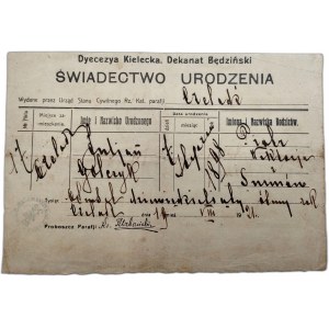 Świadectwo Urodzenia [Czeladź] 1921