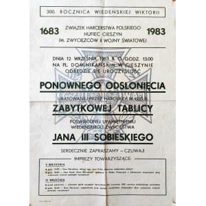 Poster - ZHP Cieszyn - Unveiling of the Plaque of Victory of John III Sobieski at Vienna 1683