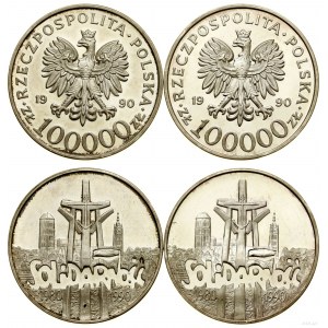 Poland, set: 2 x 100,000 zloty, 1990, USA.