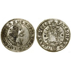 Węgry, 6 krajcarów, 1668 KB, Kremnica