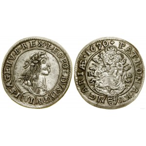 Węgry, 6 krajcarów, 1670 KB, Kremnica