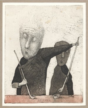 Stasys Eidrigevicius (ur. 1949), Dwie postacie - ilustracja do wiersza Czesława Miłosza , 1988