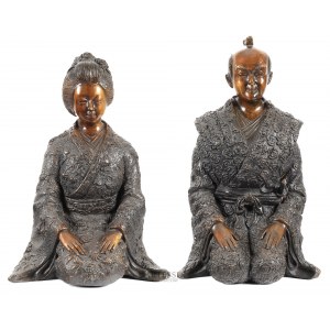 Figurenpaar in Kimonos, Herstellung unerkannt, Japan, 19./20.