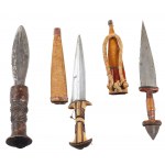 Satz von 5 Messern, Hersteller nicht identifiziert, Afrika?, 20.