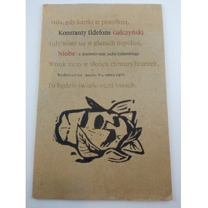 Konstanty Ildefons Galczynski, Niobe. With woodcuts by Jacek Zulawski.