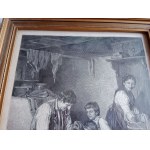 FRANS DEFREGGER, LITHOGRAPHIE, GENRESZENE IN EINEM HAUS, BURGER