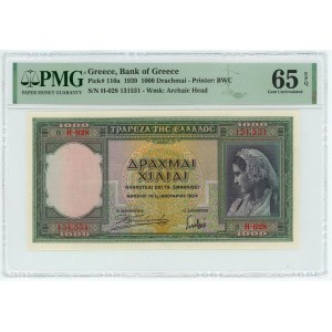 Greece 1000 Drachmai 1939 PMG 65 EPQ