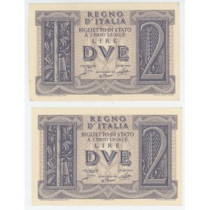 Italy 2 x 2 Lire 1939 Consecutive Pair