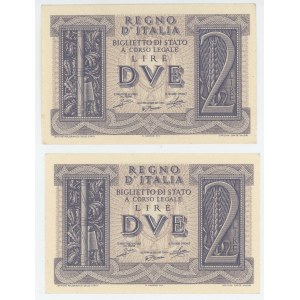 Italy 2 x 2 Lire 1939 Consecutive Pair