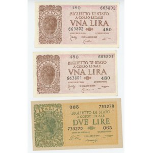 Italy Lot of 3 Banknotes 1944