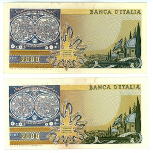 Italy 2 x 2000 Lire 1973