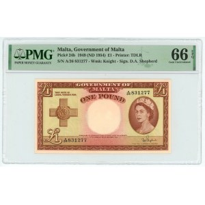 Malta 1 Pound 1949 1954(ND) PMG 66 EPQ
