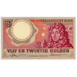 Netherlands 25 Gulden 1955 Butterfly Number