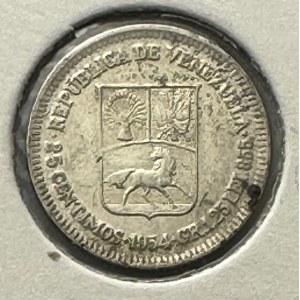 Venezuela 25 Centimos 1954