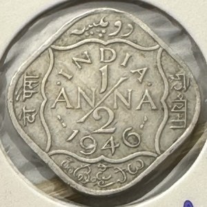 India-British 1/2 Anna 1946 C Calcutta mint