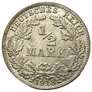 Deutches Reich 1/2 Mark 1918 D