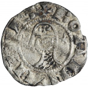 Outremer (Łaciński Wschód, krzyżowcy), księstwo Antiochii, Bohemund III (1163-1201), denar „hełmowy”, men. Antiochia