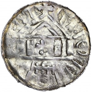 Saksonia, Otto I, denar krzyżowy typu „Świątynia” odmiany starszej, ok. 940-960, men. Magdeburg lub okolica