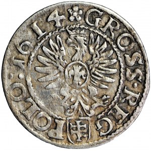 Polen, Sigismund III., Krone, Pfennig, 1614, Männer. Krakau