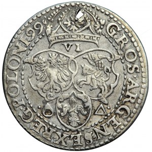 Polen, Sigismund III., Krone, Sixpence, 1599, Männer. Malbork