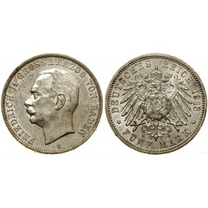 Niemcy, 5 marek, 1913 G, Karlsruhe