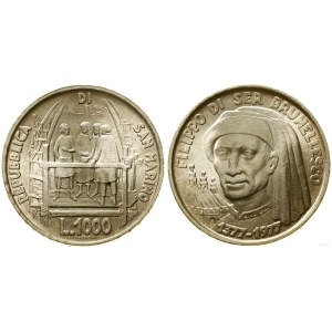 San Marino, 1.000 lirów, 1977, Rzym