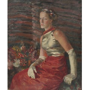 Janina MALISZEWSKA-ZAKRZEWSKA, Portrait of painter Zofia Banachowska in a ball gown