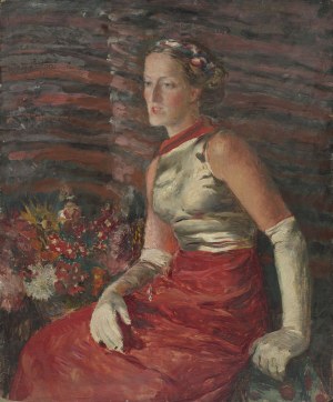 Janina MALISZEWSKA-ZAKRZEWSKA, Portret malarki Zofii Banachowskiej w balowej sukni