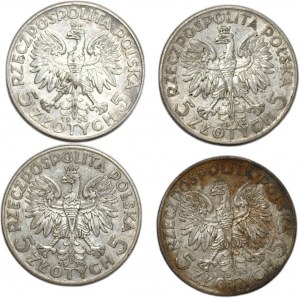5 zlotých (1933-1934) Polonia - sada 4 mincí