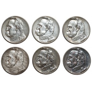 5 zlotých (1934-1938) Józef Piłsudski - sada 6 mincí