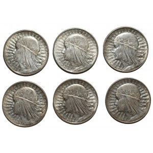 10 Zloty (1932-1933) Polonia - Satz von 6 Münzen