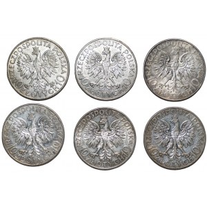 10 Zloty (1932-1933) Polonia - Satz von 6 Münzen
