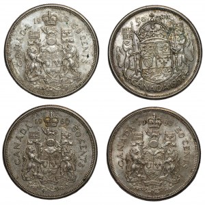KANADA- 50 centov (1957-1963) - sada 4 mincí