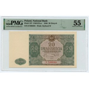20 złotych 1946 - seria E PMG 55