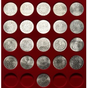 RAKOUSKO - 100 šilinků (1975-1979) - sada 21 mincí