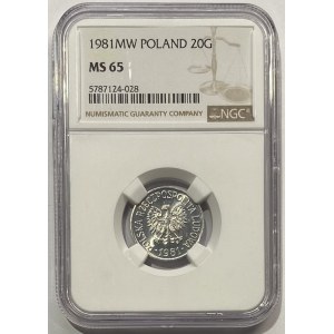 20 haléřů 1981 - NGC MS 65