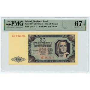 20 gold 1948 - KE series - PMG 67 EPQ