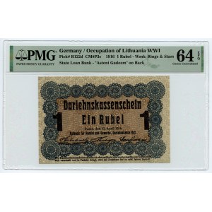POZNAŃ/POSEN - 1 rubel 1916 - klauzula ...nabywa... mała czcionka - PMG 64 EPQ