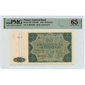 20 gold 1947 - D series - PMG 65 EPQ