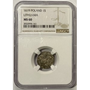 Zygmunt III Waza (1587-1632) - Szeląg 1619 - NGC MS 60