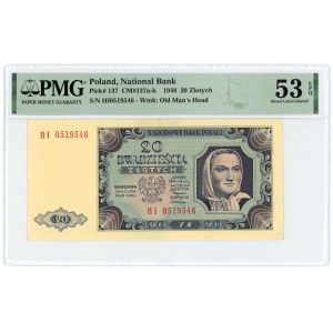 20 złotych 1948 - seria HI - PMG 53 EPQ