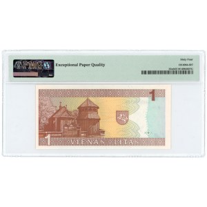 LITHUANIA - 1 litu 1994 - series AAH 0000108 low numbering - PMG 64 EPQ
