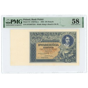 20 złotych 1931 - seria DT. - PMG 58