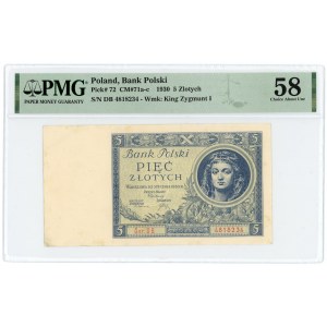 5 złotych 1930 - seria DB. - PMG 58