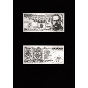 5.000.000 złotych 1995 z autografem Andrzeja Heidricha - rewersu WYDRUKU szkicu