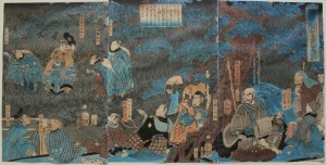 Utagawa Yoshitsuya, Rabusie spiskujący przeciw braciom Kaneuri. Historia Ushiwakamaru i Kumasaka Chôhan-tryptyk